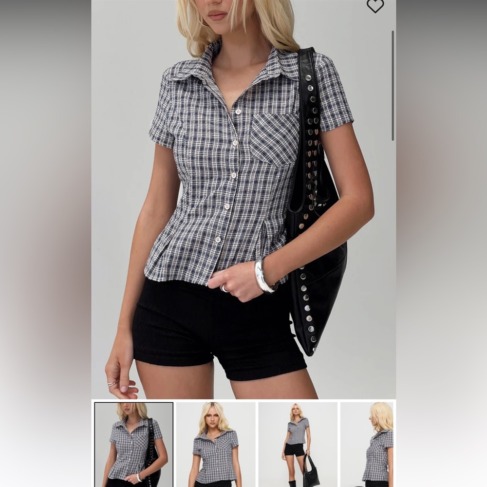 PRINCESS POLLY Alma Matter Plaid Button-Up